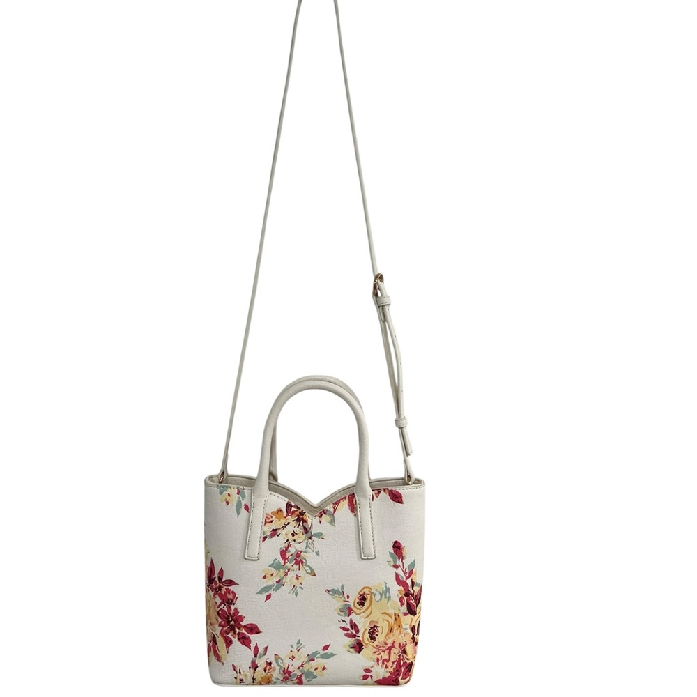 LC Lauren Conrad White and Red Floral Crossbody Bag Medium size Purse